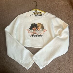 Fiorucci Angel Print White Cropped Top